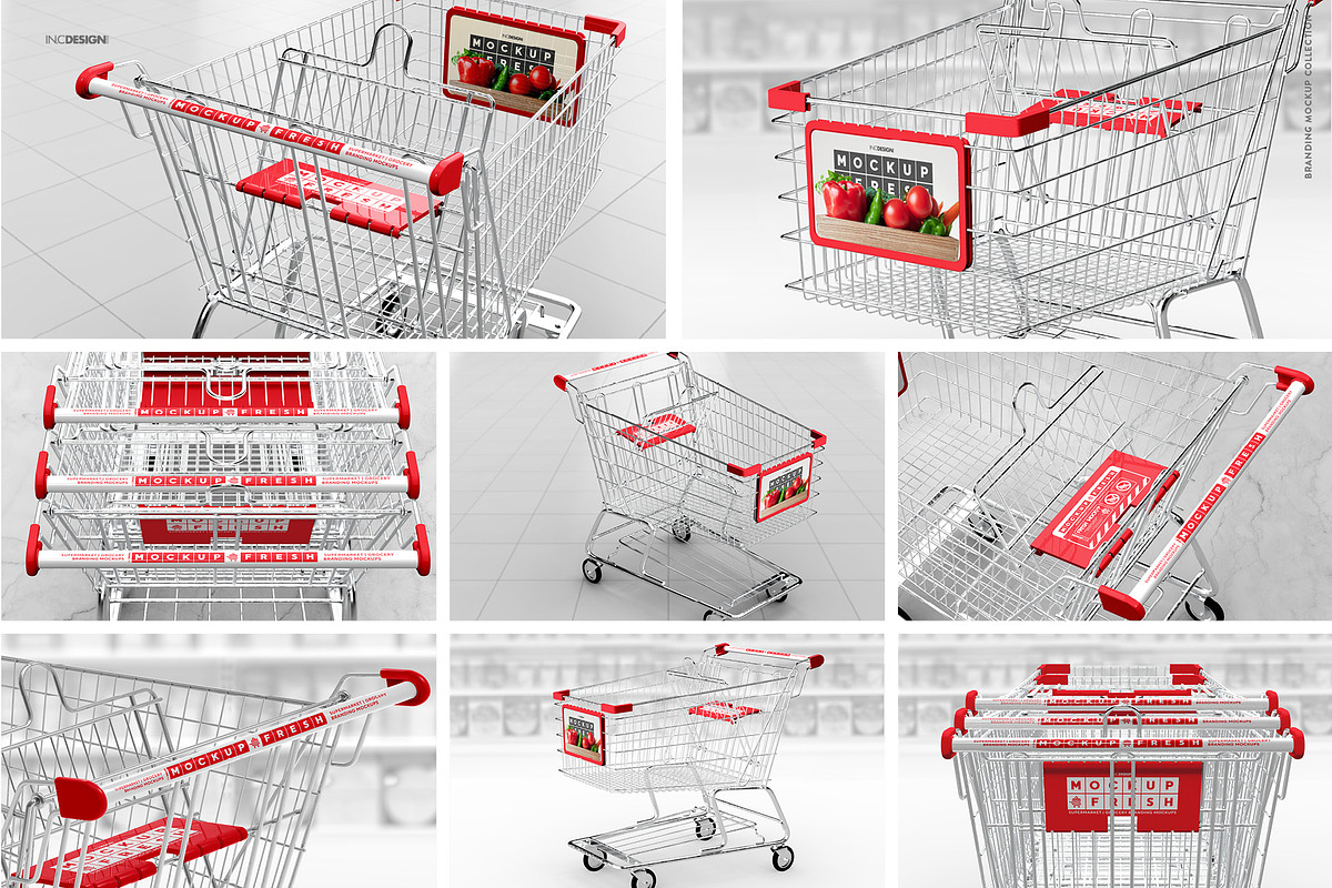 Metal Shopping Cart Branding Mockup, a Product Mockup by INCDesign (Photo 2 of 19)