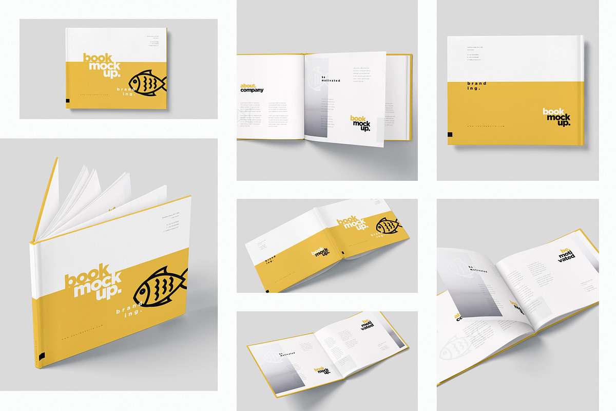 Landscape Book Branding Mockups, a Product Mockup by GfxFoundry (Photo 2 of 9)
