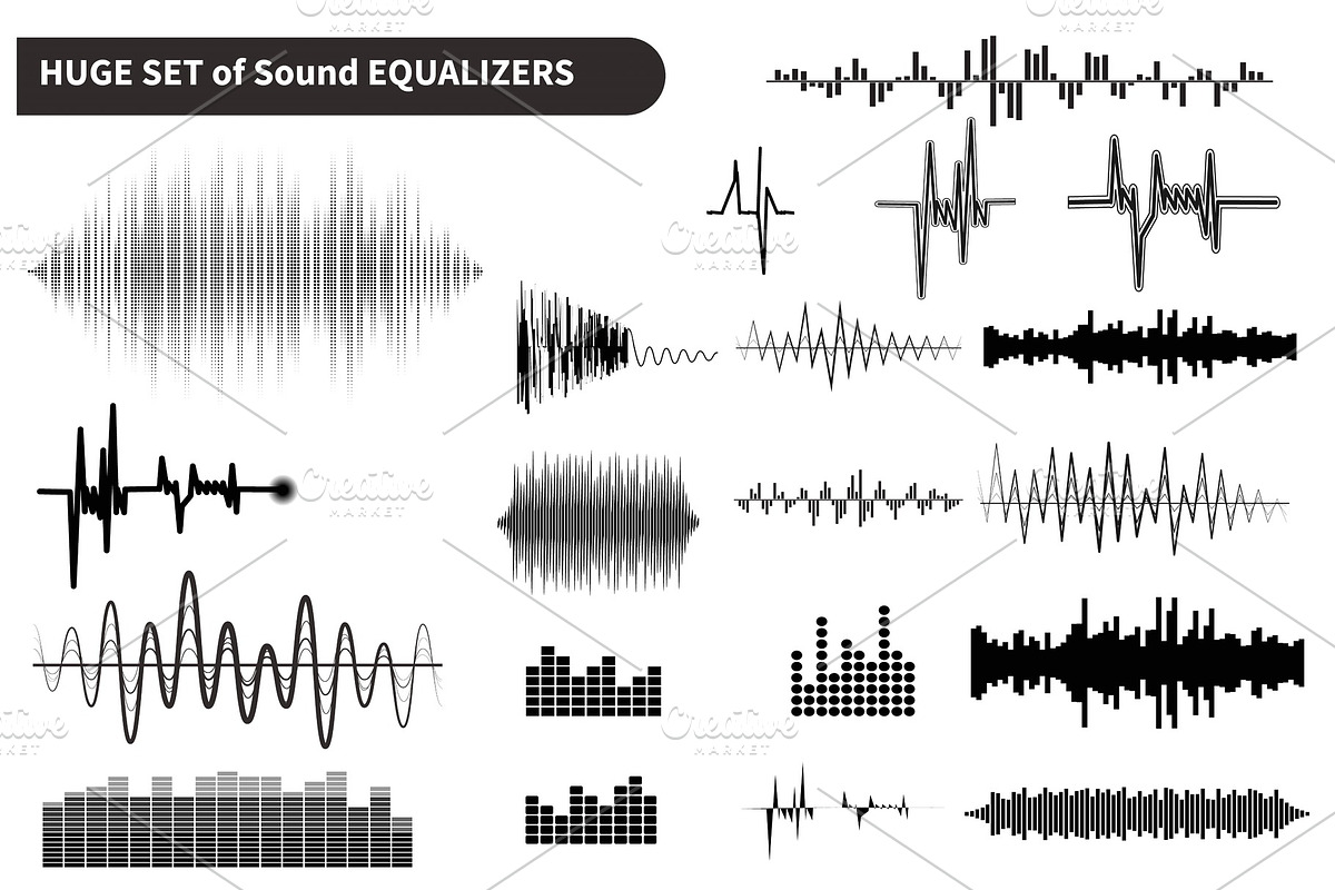 Vector sound waves set, audio shapes, a Technology Illustration by Everything for 6$