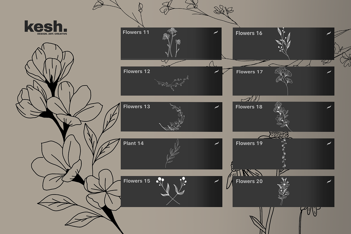 50 Procreate Tattoo Stamps, a Brush Add-On by KESH