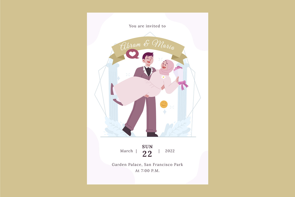 Cartoon Wedding Card Invitation, a Flyer Template by Vesvocrea (Photo 5 of 7)
