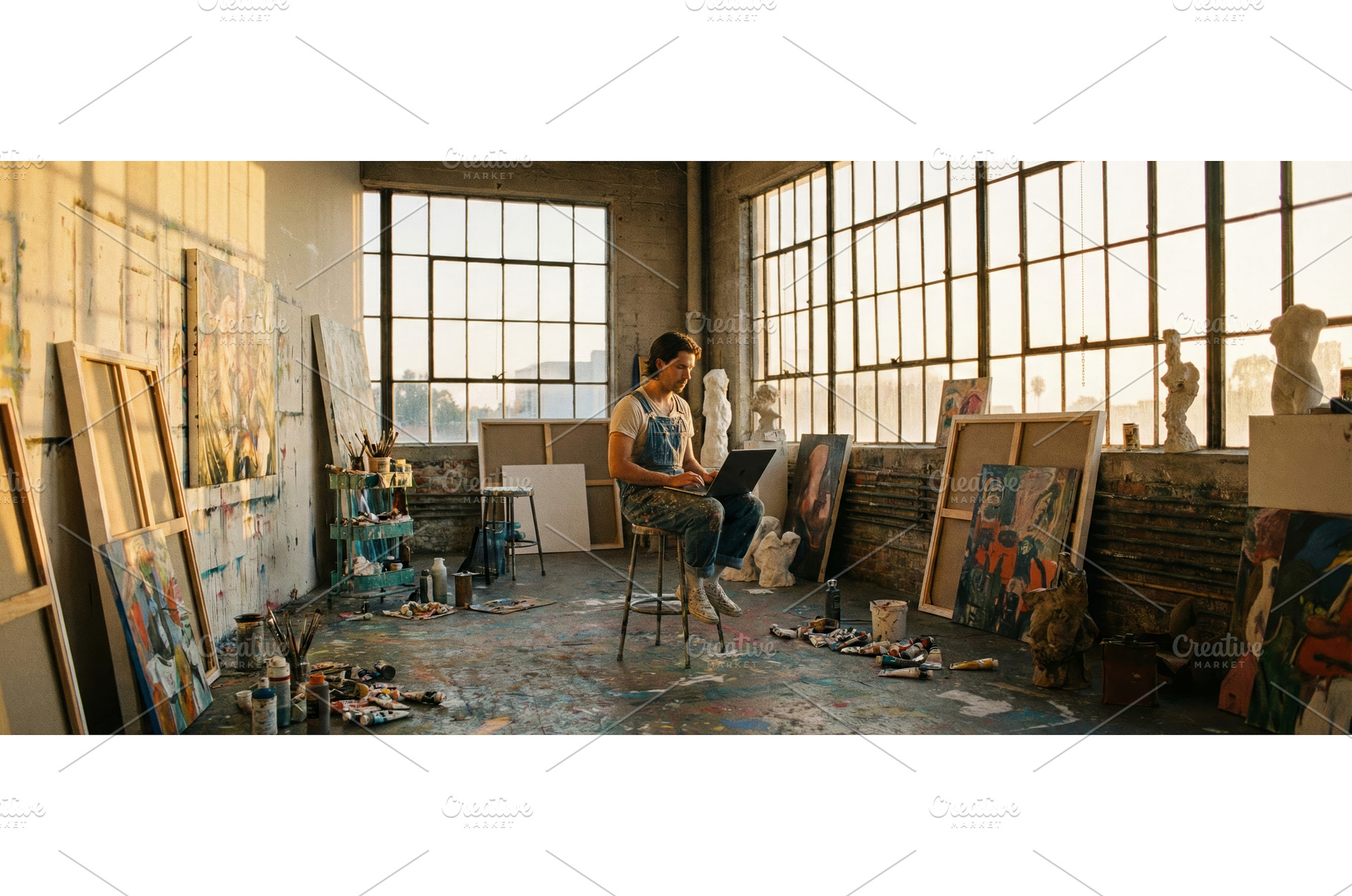 Painter Creates Art in Studio, an Arts & Entertainment Photo by CREATIVEDEF
