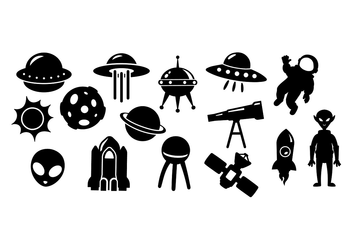 Space SVG, Alien Silhouette Bundle, an Object Graphic by Smix Ryo (Photo 2 of 3)