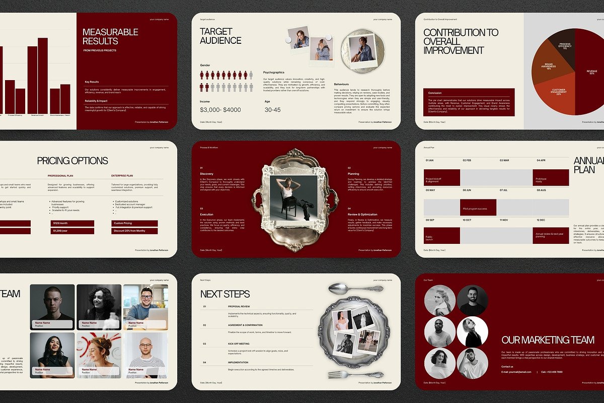 Burgundy Business Strategy Deck, a Presentation Template by Pani Temp. (Photo 4 of 13)