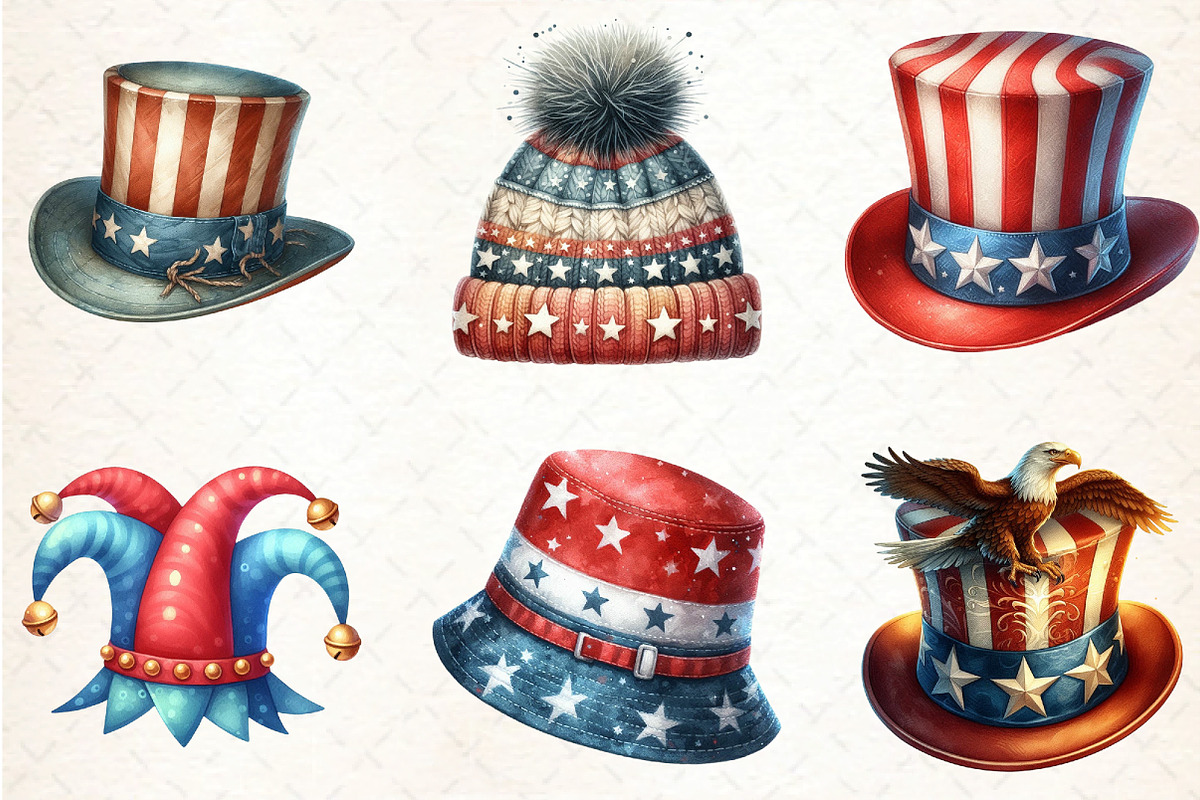 4th of July Clipart Hat, USA Patriot, an Illustration by DreamCafeArt (Photo 3 of 7)