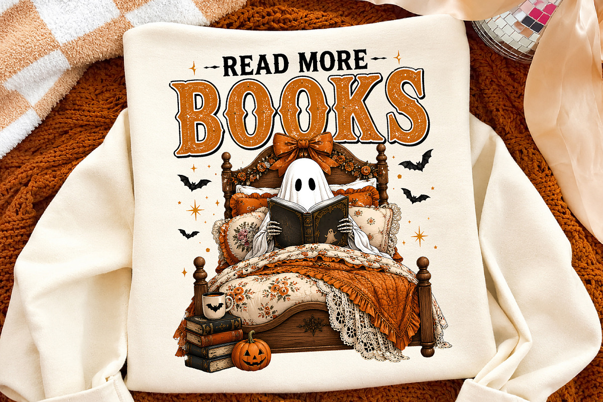 Ghost Reading Book Halloween PNG, a Seasonal Illustration by Libby Wishes (Photo 2 of 3)
