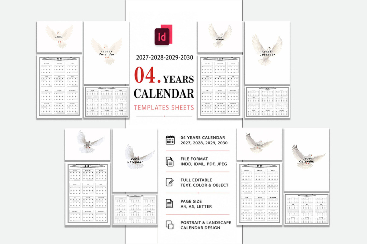 Calendar 2027-2028-2029–2030, a Stationery Template by MNT-Creator (Photo 1 of 7)