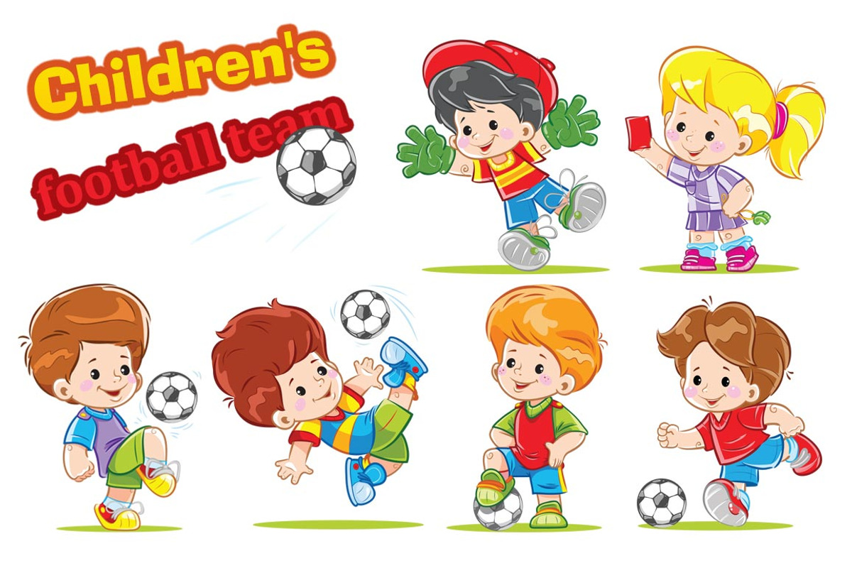Children football, soccer vector set, a Person Illustration by DenisSr