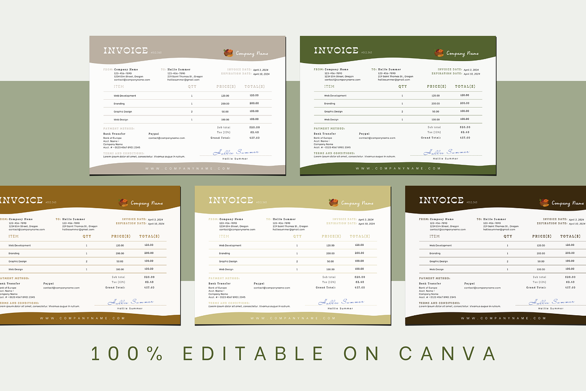 INVOICE CANVA TEMPLATE, a Print Template by The Little Lily Studio (Photo 2 of 5)