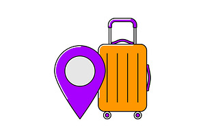 Suitcase with marker icon., a Solid Icon by incomible