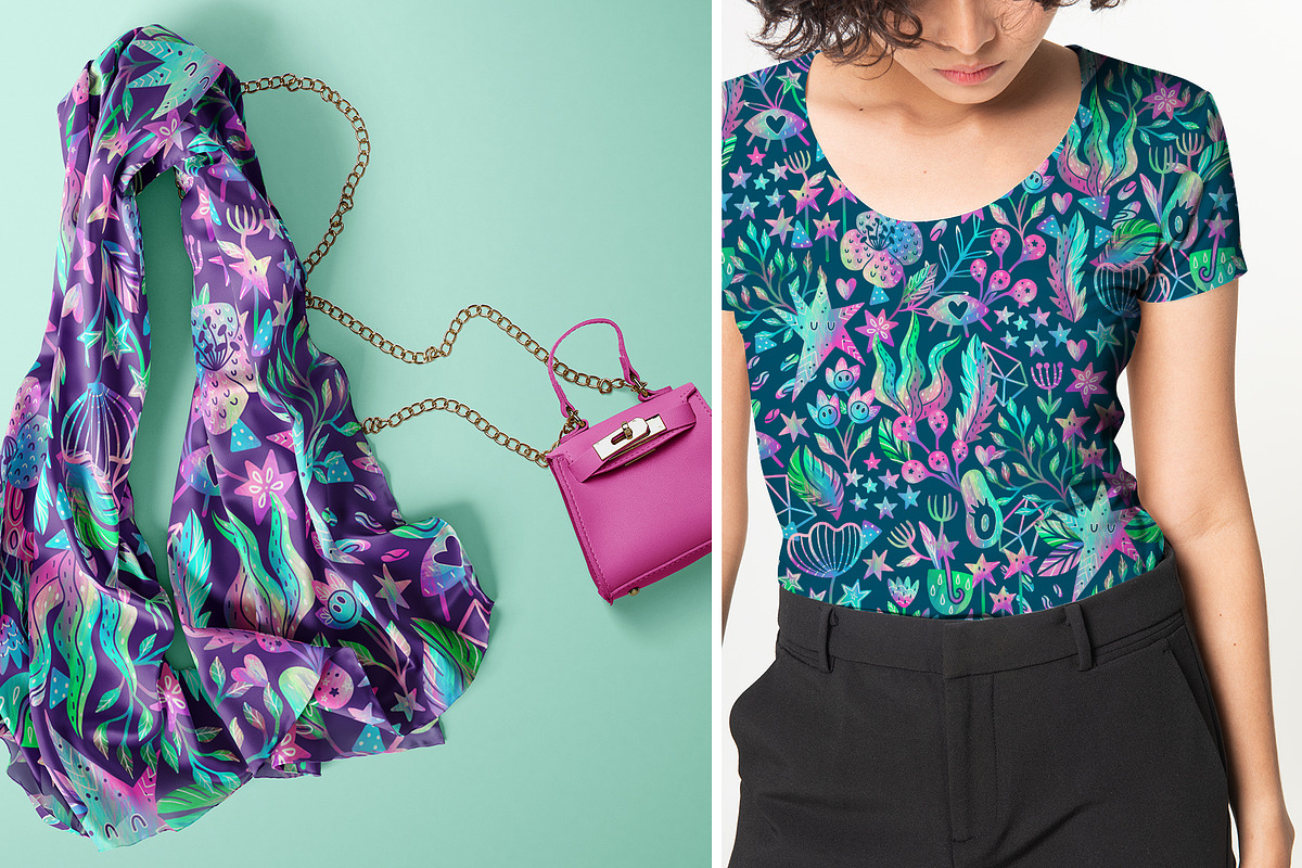 Vibrant Floral Space Pattern, a Pattern Graphic by Velliniki (Photo 5 of 10)
