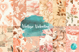 Vintage Valentine Seamless Patterns