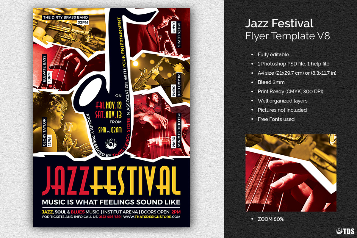 Jazz Festival Flyer Template V8, a Flyer Template by ThatsDesignArt (Photo 2 of 7)