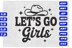 Let’s Go Girls Cowboy Hat Embroidery, an Illustration by Purpose Ekbal
