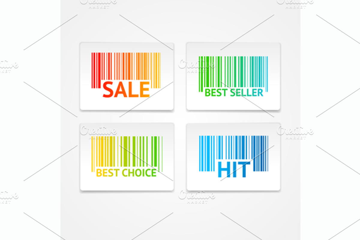 Vector barcode sale labels, a Work Illustration by Vector and Templates