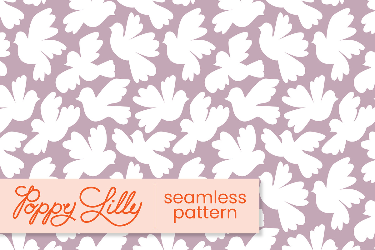 Lilac Birds Seamless Pattern, a Pattern Graphic by Poppy Lilly