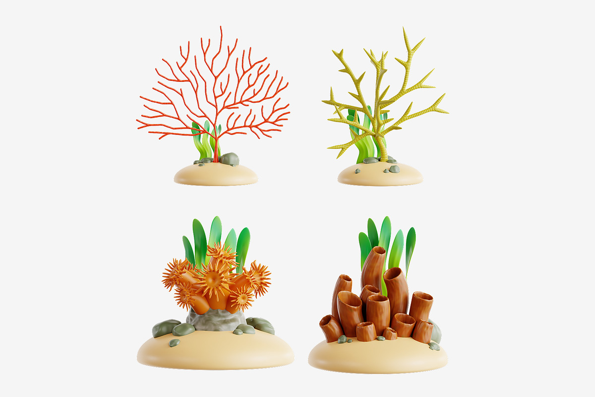 Coral 3D Icon Set, an Object 3D Model by Eklip Studio (Photo 1 of 3)