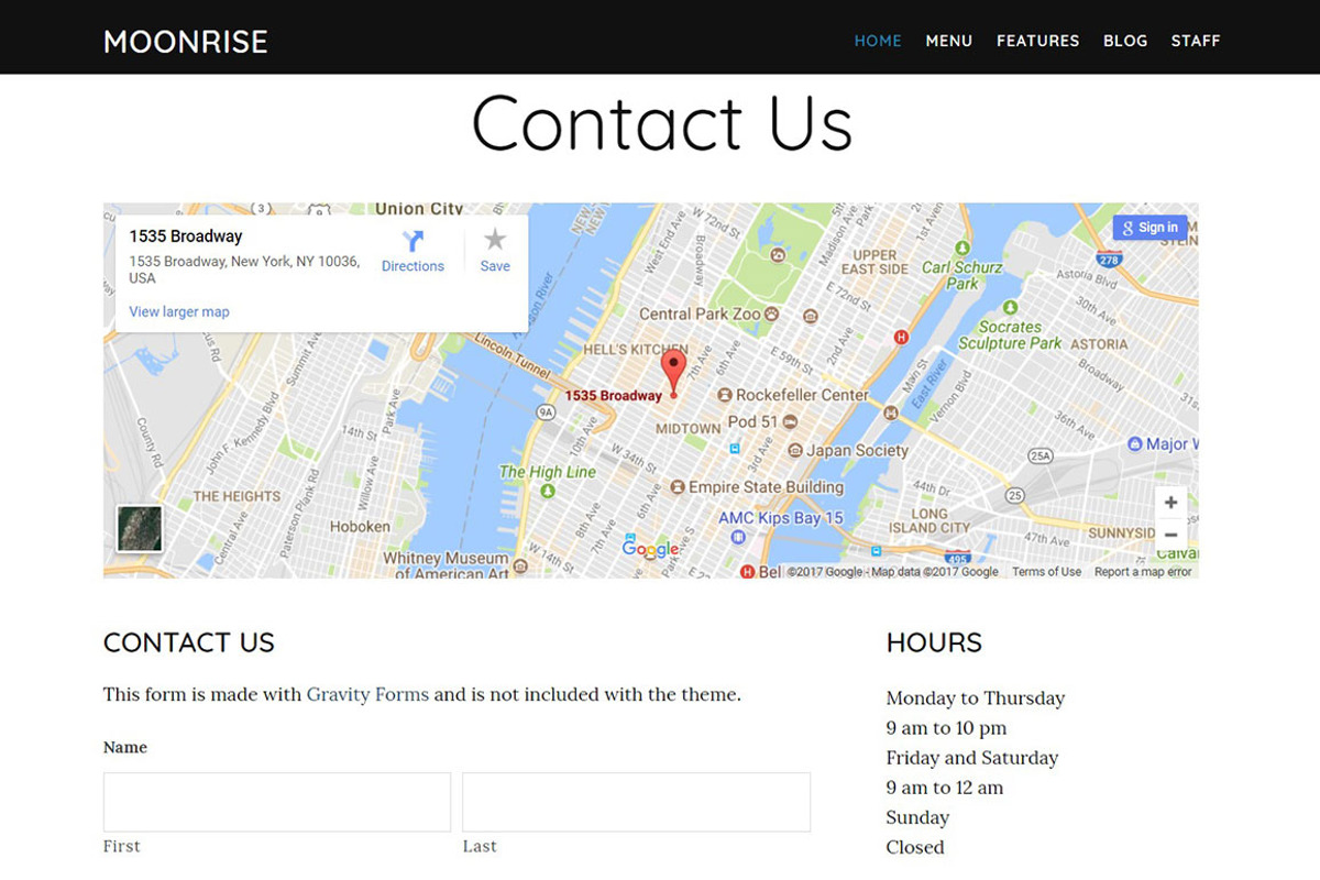 Moonrise Restaurant WordPress Theme, a WordPress Template by Organized Themes (Photo 4 of 5)