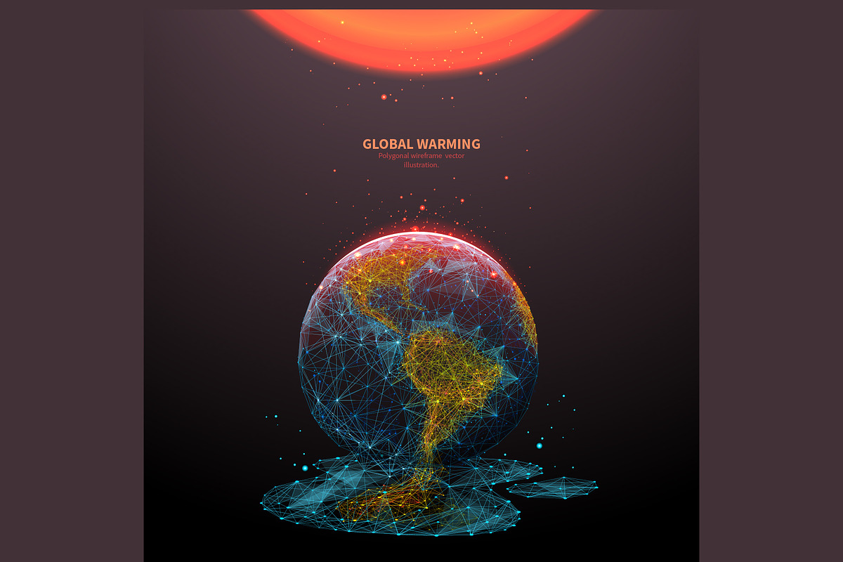 Global warming low poly banner art, an Illustration by ANTON KHRUPIN ART