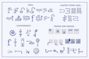 Big icons set o theme of plumbing. 