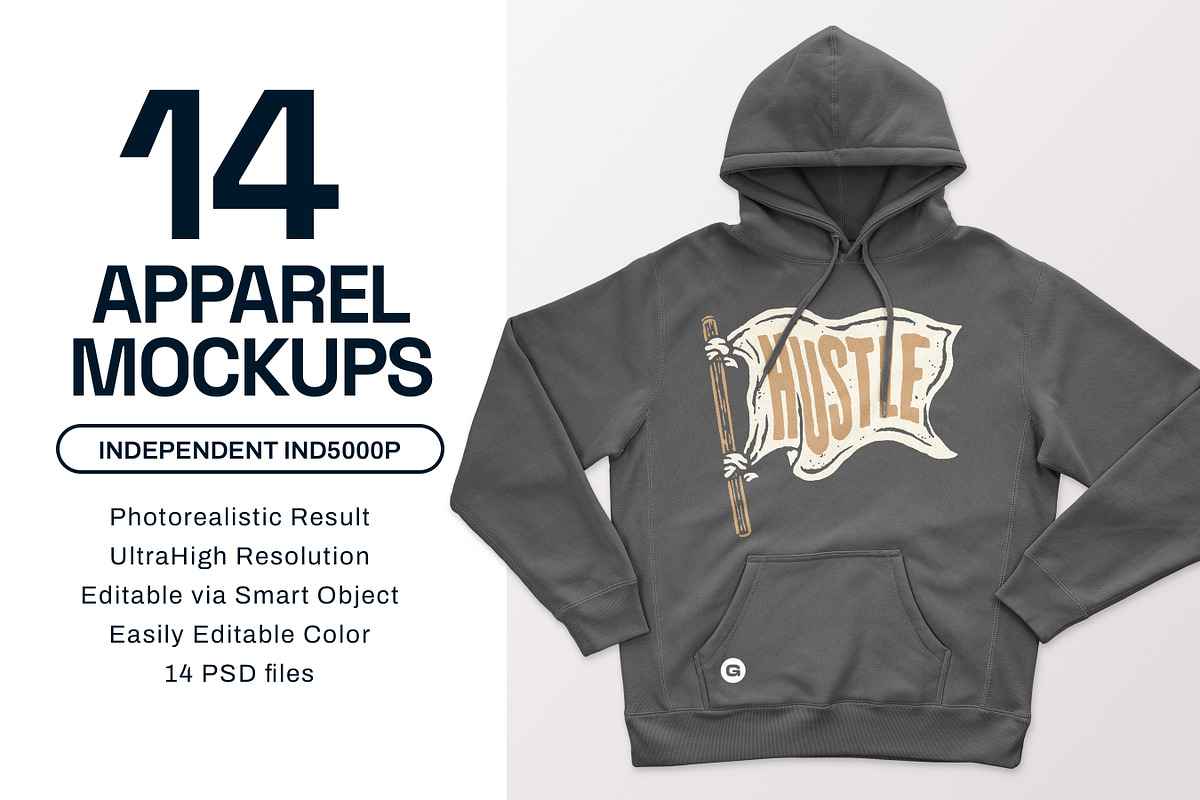 IND5000 Heavyweight Hoodie Mockups, a Hoody Mockup by GraphicHero (Photo 1 of 9)