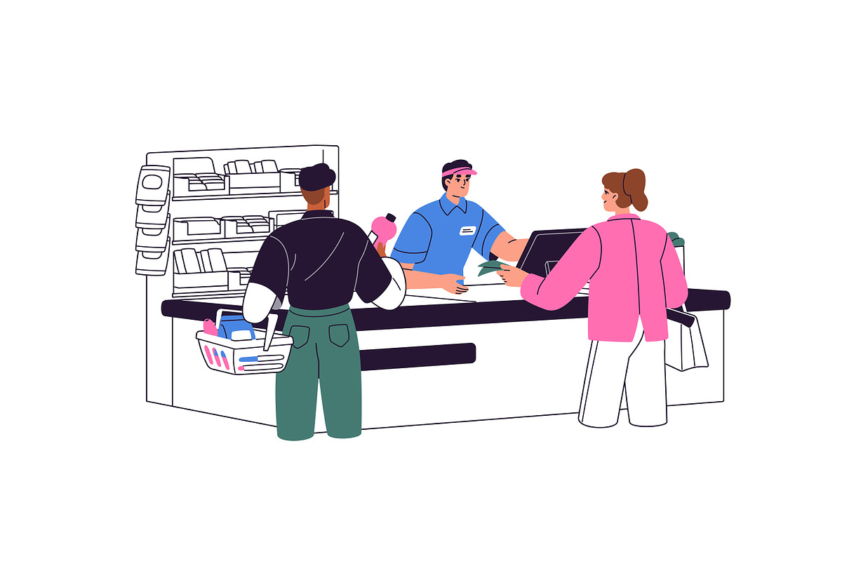 People pay at store checkout set, a Person Illustration by PaperTrident (Photo 11 of 11)