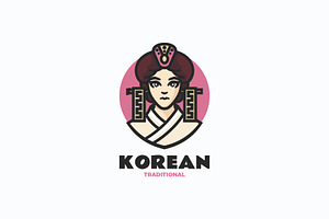 Korean Woman Mascot Cartoon Logo, a Branding & Logo Template by Artnivora.Std
