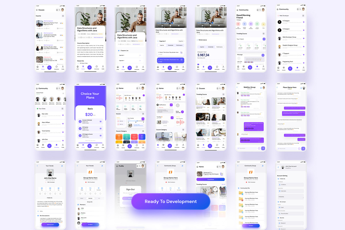 U Smart Course Mobile App UI Kit, an UI Kit Template by Pixel Blend (Photo 4 of 7)