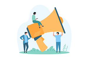 Public attention megaphone speech, a Person Illustration by Flashvector