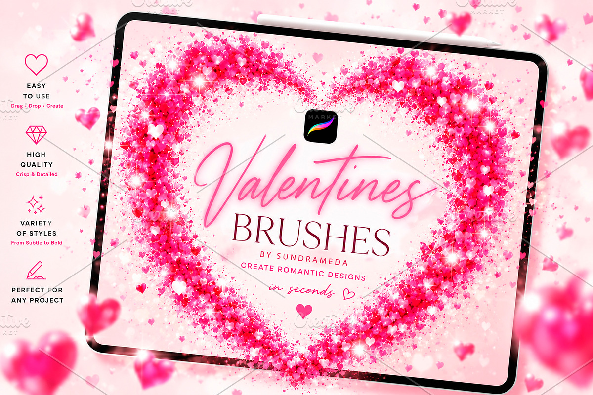 Valentine's Day Procreate Brushes, a Brush Add-On by sundrameda (Photo 1 of 5)