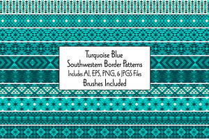 Blue Southwestern Border Patterns