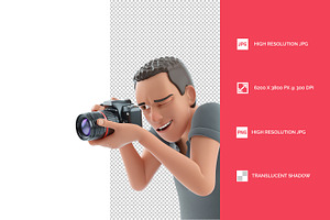 3D Character Man Taking Photo with C, a Person Illustration by 3DMask