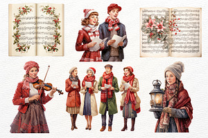 Christmas Carolers Watercolor Set