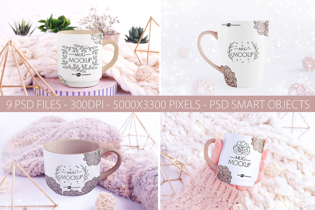 9 Mug Mockups, a Cups & Container Mockup by Free-PSD-Templates (Photo 2 of 5)