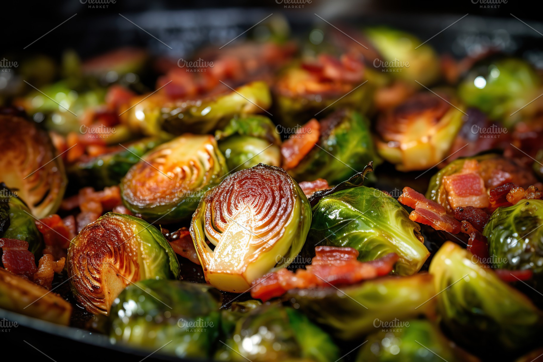 Fried brussels sprout background, a Food & Drink Photo by AlyaAnd
