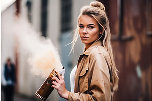 Shot Of A Young Woman About To Spray