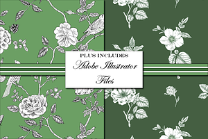 Green Toile De Jouy Patterns