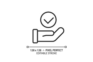 Hand with check mark pixel perfect, an Icon by IMG Visuals