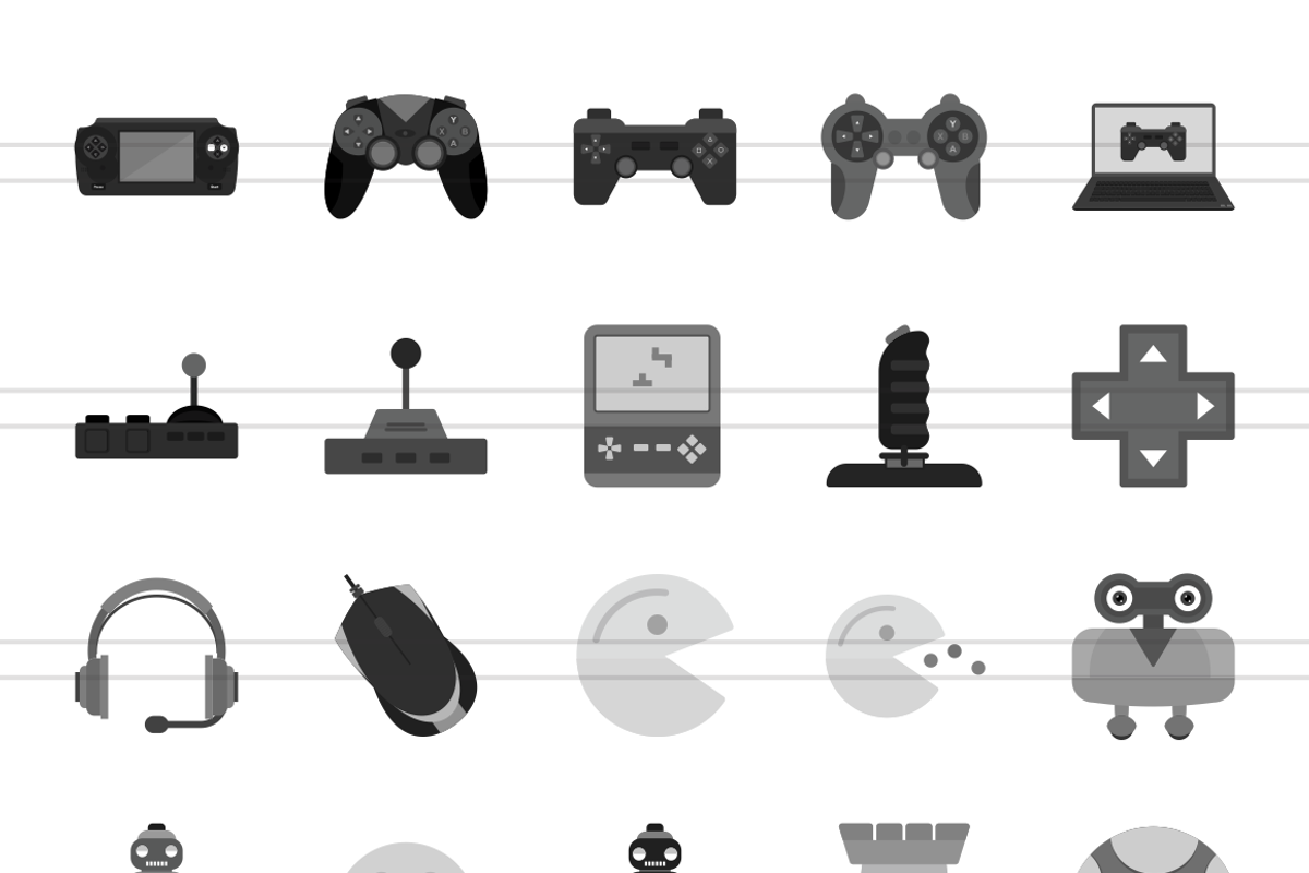 50 Games Greyscale Icons preview 2