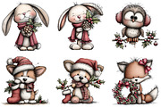 Whimsical Christmas Girls Clipart, an Illustration by DreamArtGraphic (Thumbnail 4 of 5)