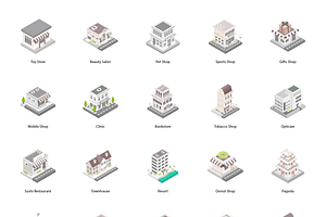 Isometric City Building Illustration