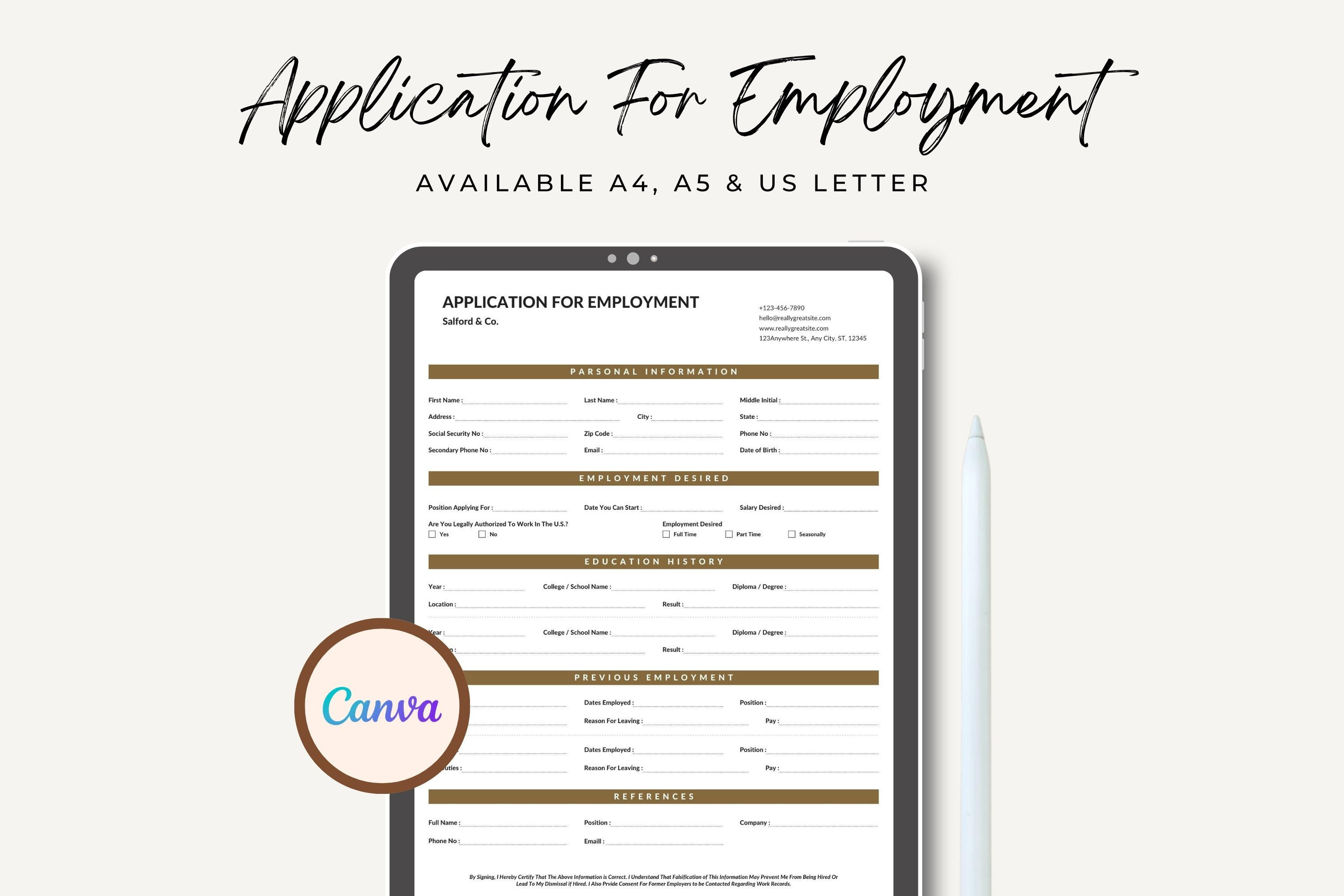 Application For Employment Vol. 06, a Stationery Template by LaxmiOwl