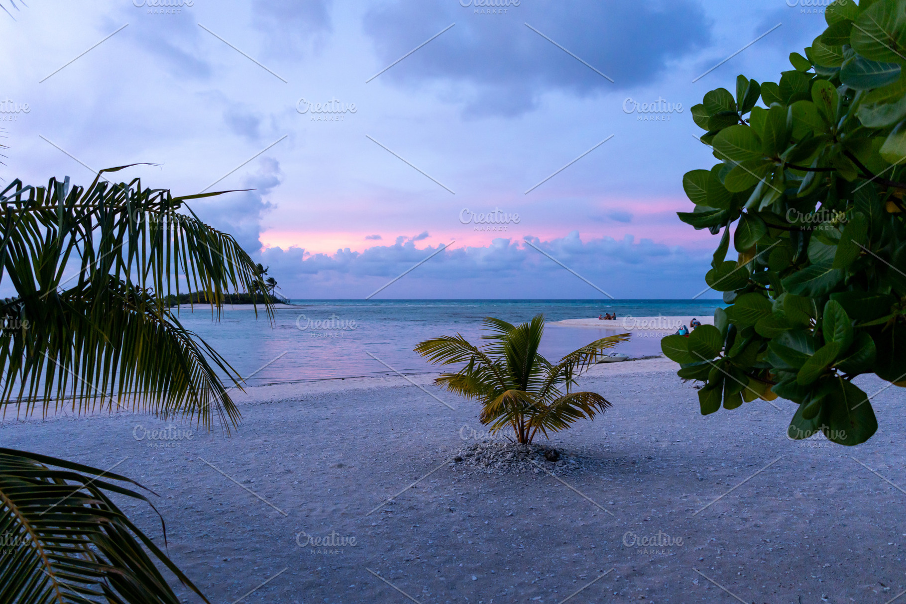 Sunset over a serene beach in Tikehau, French Polynesia, a Nature Photo by GoodGoods