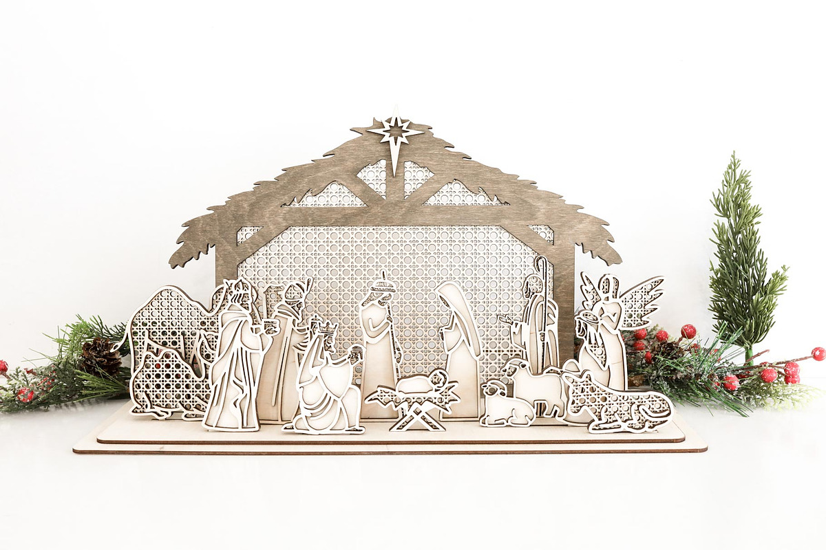 Rattan Nativity Laser Cut File, a Scene 3D Model by Recycled Farmhouse