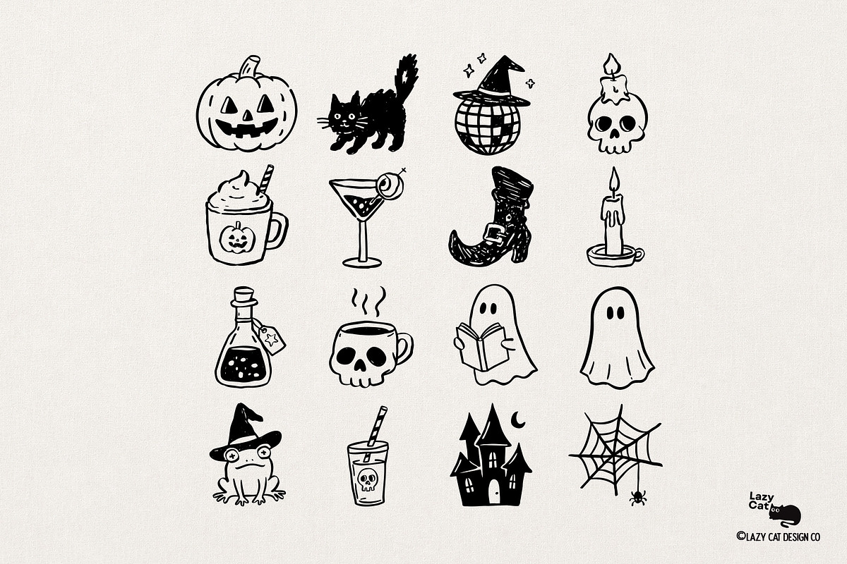 Halloween Hand-Drawn Doodles, an Object Graphic by Lazy Cat (Photo 5 of 7)
