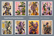 Cubist Floral Portrait Illustration, a Decorative Illustration by Housui Patterns (Thumbnail 8 of 17)
