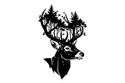 Deer Antler Silhouette Bundle, an Object Illustration by yasushie (Thumbnail 11 of 31)