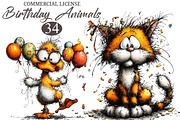 Whimsical Animals Birthday Clipart, an Animal Illustration by designcity5 (Thumbnail 1 of 5)