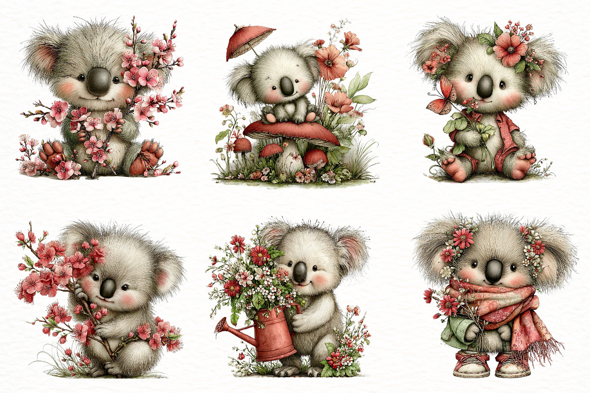 Whimsical Spring Koala Clipart, an Illustration by Designworld (Photo 4 of 5)