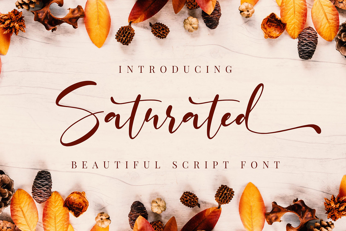 Saturated - Beautiful Script Font, a Script Font by Almarkhatype (Photo 1 of 12)